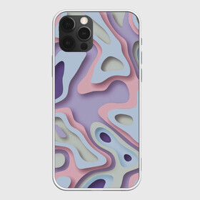 Чехол для iPhone 12 Pro Max с принтом ОБЪЕМНАЯ АППЛИКАЦИЯ  в Ухте, Силикон |  | 3d | papercut | аппликация | милитари | мятный | объемный эффект | узор | фиолетовый