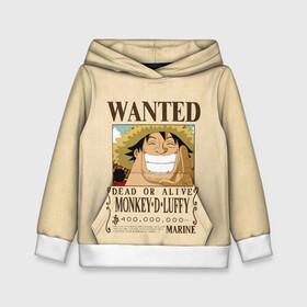 Детская толстовка 3D с принтом WANTED Monkey D. Luffy в Ухте, 100% полиэстер | двухслойный капюшон со шнурком для регулировки, мягкие манжеты на рукавах и по низу толстовки, спереди карман-кенгуру с мягким внутренним слоем | Тематика изображения на принте: anime | manga | monkey d. luffy | one piece | аниме | большой куш | ван пис | вон пис | гол д. роджер | кайдо | король пиратов | луфи | луффи | манга | манки д. луффи | нами | нико робин | пират | портгас д. эйс | ророноа зоро