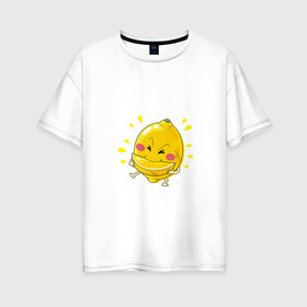 Женская футболка хлопок Oversize Лимон каннибал : в Ухте, 100% хлопок | свободный крой, круглый ворот, спущенный рукав, длина до линии бедер
 | долька | кислый | лимон | лицо | фрукт | фрукты