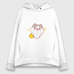 Женское худи Oversize хлопок с принтом Cute cat в Ухте, френч-терри — 70% хлопок, 30% полиэстер. Мягкий теплый начес внутри —100% хлопок | боковые карманы, эластичные манжеты и нижняя кромка, капюшон на магнитной кнопке | cat | kitty | дружба | котенок | милый | мультяшный | обнимашки