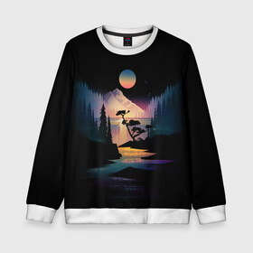 Детский свитшот 3D с принтом Природа в темноте в Ухте, 100% полиэстер | свободная посадка, прямой крой, мягкая тканевая резинка на рукавах и понизу свитшота | глаз природы | искусство природы | мелодия природы | ночная природа | ночь джунглей