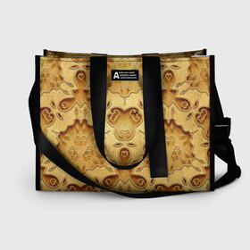 Сумка-шоппер 3D с принтом 3D резьба по дереву в Ухте, 100% полиэстер | застегивается на металлическую кнопку; внутренний карман застегивается на молнию. Стенки укреплены специальным мягким материалом, чтобы защитить содержимое от несильных ударов
 | 3d | 3д | абстракция | вырезка | дерево | деревянная | паттерн | текстуры | узоры