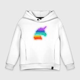 Детское худи Oversize хлопок с принтом POP IT Единорог в Ухте, френч-терри — 70% хлопок, 30% полиэстер. Мягкий теплый начес внутри —100% хлопок | боковые карманы, эластичные манжеты и нижняя кромка, капюшон на магнитной кнопке | it | minecraft | pop | unicorn | детская | детский | единорог | майнкрафт | пиксели | цветной