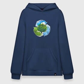 Худи SuperOversize хлопок с принтом Взаимосвязь  в Ухте, 70% хлопок, 30% полиэстер, мягкий начес внутри | карман-кенгуру, эластичная резинка на манжетах и по нижней кромке, двухслойный капюшон
 | взаимосвязь | вода | дерево | земля | небо | переработка