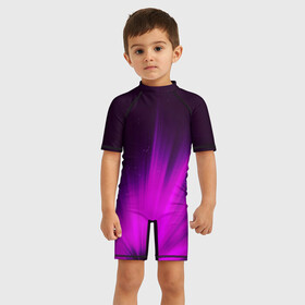Детский купальный костюм 3D СИРЕНЬЕВЫЕ ЛУЧИ: в Ухте, Полиэстер 85%, Спандекс 15% | застежка на молнии на спине | блеск | луч | свечение | сирень | тексиура | ультрофиолет | яркость