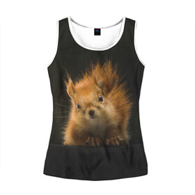 Женская майка 3D Лесная белочка: в Ухте, 100% полиэстер | круглая горловина, прямой силуэт, длина до линии бедра | белочка | зверек | лес | милый | позирует | рыжий