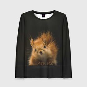 Женский лонгслив 3D Лесная белочка: в Ухте, 100% полиэстер | длинные рукава, круглый вырез горловины, полуприлегающий силуэт | белочка | зверек | лес | милый | позирует | рыжий