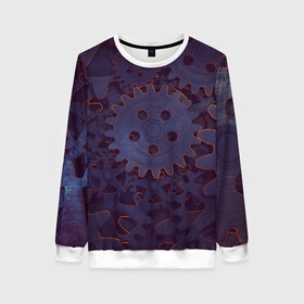 Женский свитшот 3D с принтом МЕХАНИЗМ  в Ухте, 100% полиэстер с мягким внутренним слоем | круглый вырез горловины, мягкая резинка на манжетах и поясе, свободная посадка по фигуре | винтик | звёздочка | механизм | мотор | устройство | шерстерня