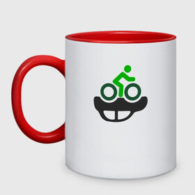 Кружка двухцветная с принтом Осовбодите город в Ухте, керамика | объем — 330 мл, диаметр — 80 мм. Цветная ручка и кайма сверху, в некоторых цветах — вся внутренняя часть | велосипед | город | пробки | транспорт | экология