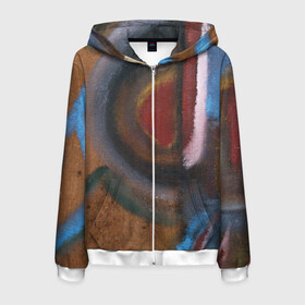 Мужская толстовка 3D на молнии с принтом Картина#18, 3D, Ческидов А. в Ухте, 100% полиэстер | длина до линии бедра, манжеты и пояс оформлены мягкой тканевой резинкой, двухслойный капюшон со шнурком для регулировки, спереди молния, по бокам два кармана | абстракция | живопись | искусство | картина | механизм | рыба | человек | ческидов