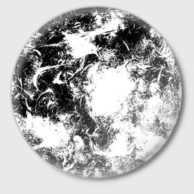 Значок Абстракция: в Ухте,  металл | круглая форма, металлическая застежка в виде булавки | абстракция | безумие | вихрь | мазки | черное белое