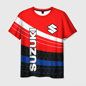 Мужская футболка 3D с принтом SUZUKI / СУЗУКИ / МОТОСПОРТ в Ухте, 100% полиэфир | прямой крой, круглый вырез горловины, длина до линии бедер | motorcycle | motosport | racing | speed | sport | suzuki | байк. | гонки | двигатель | мото | мотокросс | мотоспорт | мототриал | мотоцикл | скорость | спорт | сузуки