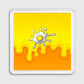 Магнит 55*55 яичница глазунья: в Ухте, Пластик | Размер: 65*65 мм; Размер печати: 55*55 мм | глазунья | еда | желток | завтрак | яичница