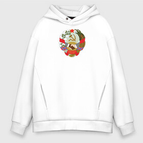 Мужское худи Oversize хлопок с принтом Герб социалистической Америки в Ухте, френч-терри — 70% хлопок, 30% полиэстер. Мягкий теплый начес внутри —100% хлопок | боковые карманы, эластичные манжеты и нижняя кромка, капюшон на магнитной кнопке | герб | конфедерация | кша | сасш | сша | юг