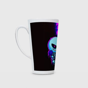 Кружка Латте с принтом Friday Night Funkin SKID  в Ухте, Белая керамика | Объем 480 мл; Высота 150 мм; Диаметр 90 мм | Тематика изображения на принте: fnf | friday night funkin | glitch | skid | глитч | игра | фридей найт фанкин