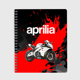 Тетрадь с принтом APRILIA / АПРИЛИЯ / GRUNGE в Ухте, 100% бумага | 48 листов, плотность листов — 60 г/м2, плотность картонной обложки — 250 г/м2. Листы скреплены сбоку удобной пружинной спиралью. Уголки страниц и обложки скругленные. Цвет линий — светло-серый
 | 120. | 50 | aprilia | motorcycle | motosport | racing | rs | speed | sport | априлия | байк | гонки | двигатель | мото | мотокросс | мотоспорт | мототриал | мотоцикл | скорость | спорт