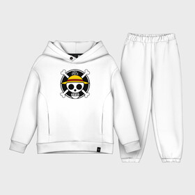 Детский костюм хлопок Oversize с принтом One Piece Весёлый Роджер в Ухте,  |  | anime | manga | one piece | аниме | большой куш | ван пис | весёлый роджер | вон пис | король пиратов | логотип | манга | монки д. луффи | мугивары | перекрещённый костями | пират | пиратский флаг