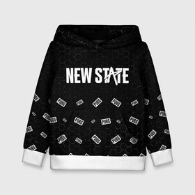 Детская толстовка 3D с принтом ПАБГ New State - Соты (Паттерн) в Ухте, 100% полиэстер | двухслойный капюшон со шнурком для регулировки, мягкие манжеты на рукавах и по низу толстовки, спереди карман-кенгуру с мягким внутренним слоем | Тематика изображения на принте: battle | battlegrounds | game | games | mobile | new | new state | player | pubg | royal | state | unknown | битва | игра | игры | королевская | мобайл | нью | пабг | паттерн | соты | стейт