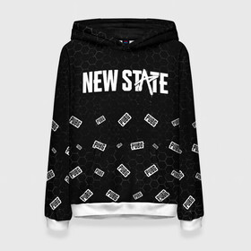 Женская толстовка 3D с принтом ПАБГ New State - Соты (Паттерн) в Ухте, 100% полиэстер  | двухслойный капюшон со шнурком для регулировки, мягкие манжеты на рукавах и по низу толстовки, спереди карман-кенгуру с мягким внутренним слоем. | Тематика изображения на принте: battle | battlegrounds | game | games | mobile | new | new state | player | pubg | royal | state | unknown | битва | игра | игры | королевская | мобайл | нью | пабг | паттерн | соты | стейт