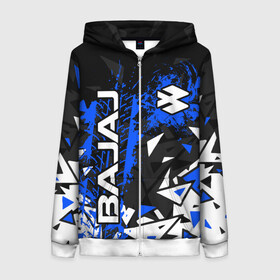 Женская толстовка 3D на молнии с принтом BAJAJ / БАДЖАДЖ / MOTOSPORT в Ухте, 100% полиэстер | длина до линии бедра, манжеты и пояс оформлены мягкой тканевой резинкой, двухслойный капюшон со шнурком для регулировки, спереди молния, по бокам два кармана | avenger. | bajaj | boxer | dominar | motorcycle | motosport | pulsar | racing | speed | sport | баджадж | байк | гонки | двигатель | мото | мотокросс | мотоспорт | мототриал | мотоцикл | скорость | спорт