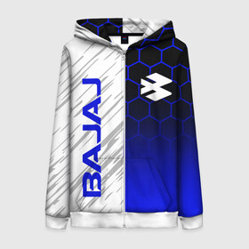 Женская толстовка 3D на молнии с принтом BAJAJ / БАДЖАДЖ / MOTOSPORT в Ухте, 100% полиэстер | длина до линии бедра, манжеты и пояс оформлены мягкой тканевой резинкой, двухслойный капюшон со шнурком для регулировки, спереди молния, по бокам два кармана | avenger. | bajaj | boxer | dominar | motorcycle | motosport | pulsar | racing | speed | sport | баджадж | байк | гонки | двигатель | мото | мотокросс | мотоспорт | мототриал | мотоцикл | скорость | спорт