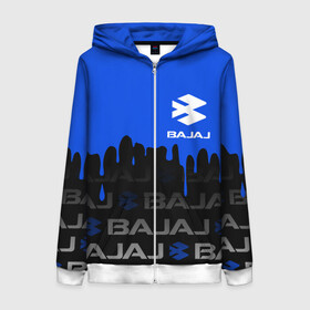 Женская толстовка 3D на молнии с принтом BAJAJ / БАДЖАДЖ / SPORT в Ухте, 100% полиэстер | длина до линии бедра, манжеты и пояс оформлены мягкой тканевой резинкой, двухслойный капюшон со шнурком для регулировки, спереди молния, по бокам два кармана | avenger. | bajaj | boxer | dominar | motorcycle | motosport | pulsar | racing | speed | sport | баджадж | байк | гонки | двигатель | мото | мотокросс | мотоспорт | мототриал | мотоцикл | скорость | спорт