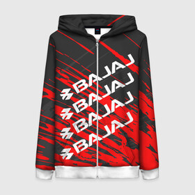 Женская толстовка 3D на молнии с принтом BAJAJ / БАДЖАДЖ / MOTOSPORT в Ухте, 100% полиэстер | длина до линии бедра, манжеты и пояс оформлены мягкой тканевой резинкой, двухслойный капюшон со шнурком для регулировки, спереди молния, по бокам два кармана | avenger. | bajaj | boxer | dominar | motorcycle | motosport | pulsar | racing | speed | sport | баджадж | байк | гонки | двигатель | мото | мотокросс | мотоспорт | мототриал | мотоцикл | скорость | спорт