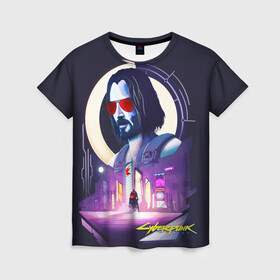 Женская футболка 3D с принтом Cyberpunk 2077 | Johnny в Ухте, 100% полиэфир ( синтетическое хлопкоподобное полотно) | прямой крой, круглый вырез горловины, длина до линии бедер | cyberpunk | cyberpunk 2077 | johnny silverhand | keanu reeves | джонни сильверхенд | киану ривз | киберпанк | киберпанк 2077