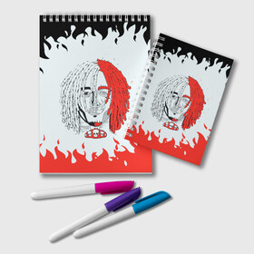 Блокнот с принтом LIL PUMP | ЛИЛ ПАМП (Z) в Ухте, 100% бумага | 48 листов, плотность листов — 60 г/м2, плотность картонной обложки — 250 г/м2. Листы скреплены удобной пружинной спиралью. Цвет линий — светло-серый
 | Тематика изображения на принте: esketit | gucci gang | lil pump | pattern | гуччи ганг | лил памп