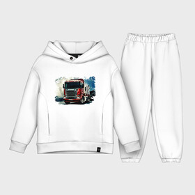 Детский костюм хлопок Oversize с принтом SCANIA Дальнобой в Ухте,  |  | Тематика изображения на принте: грузовик | грузоперевозки | дальнобойщик | евро трак симулятор | машина. | тягач | фура