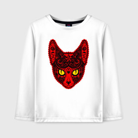 Детский лонгслив хлопок с принтом Devil Cat в Ухте, 100% хлопок | круглый вырез горловины, полуприлегающий силуэт, длина до линии бедер | animal | cat | cute | kitty | meow | друг | животные | киска | кися | китти | кот | котенок | котик | котэ | кошечка | кошка | мур | мяу | питомец