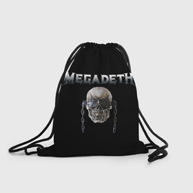 Рюкзак-мешок 3D с принтом Megadeth в Ухте, 100% полиэстер | плотность ткани — 200 г/м2, размер — 35 х 45 см; лямки — толстые шнурки, застежка на шнуровке, без карманов и подкладки | megadeth | rock | trash metal | мега | мегадетх | метал | рок