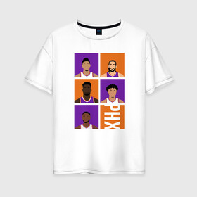 Женская футболка хлопок Oversize с принтом Suns Players в Ухте, 100% хлопок | свободный крой, круглый ворот, спущенный рукав, длина до линии бедер
 | basketball | mvp | nba | phoenix | sport | streetball | suns | аризона | баскетбол | игра | крис пол | мяч | нба | санс | спорт | стритбол | тренер | финикс | чемпион