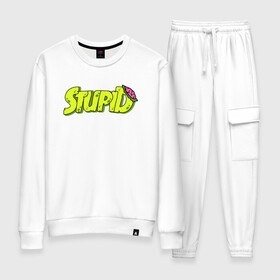 Женский костюм хлопок с принтом STUPID | ЗОМБИ в Ухте, 100% хлопок | на свитшоте круглая горловина, мягкая резинка по низу. Брюки заужены к низу, на них два вида карманов: два 