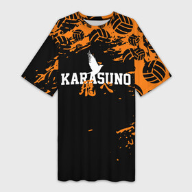Платье-футболка 3D с принтом KARASUNO | КАРАСУНО в Ухте,  |  | black jackals | fly | fly high | haikyuu | hinata | msby | аниме | волейбол | карасуно | некома | хайкью карасуно | хината