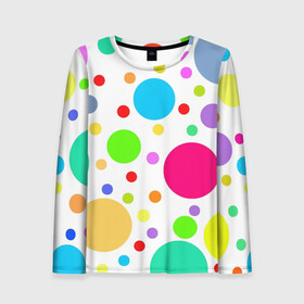 Женский лонгслив 3D Polka dot: в Ухте, 100% полиэстер | длинные рукава, круглый вырез горловины, полуприлегающий силуэт | dotted | в горошек | зелёный | красный | разноцветный | синий | узор