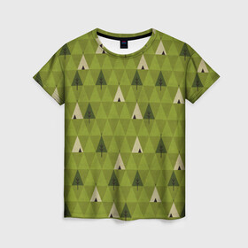 Женская футболка 3D с принтом Лес | Текстура в Ухте, 100% полиэфир ( синтетическое хлопкоподобное полотно) | прямой крой, круглый вырез горловины, длина до линии бедер | bird | dark | fog | forest | heaven | sky | texture | геометрия | дерево | деревья | животные | лес | небо | орел | природа | птица | птицы | текстуры | тёмный лес | треуголник | туман | фигуры