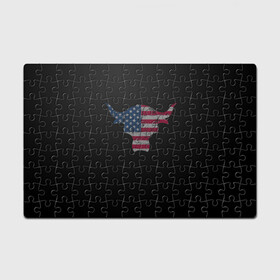 Головоломка Пазл магнитный 126 элементов с принтом The Bull в Ухте, полимерный материал с магнитным слоем | 126 деталей, размер изделия —  180*270 мм | америка | белый | бык | звёзды | красный | полоски | рога | флаг