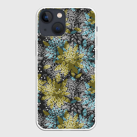 Чехол для iPhone 13 mini с принтом Черно оливковый цветочный в Ухте,  |  | абстрактный | детский | молодежный | популярный | современный | текстура | узор | цветочный
