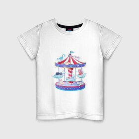 Детская футболка хлопок с принтом Кошачья карусель в Ухте, 100% хлопок | круглый вырез горловины, полуприлегающий силуэт, длина до линии бедер | арт | карусель | кот | котик | коты | кошачья стая | кошка | рисунок