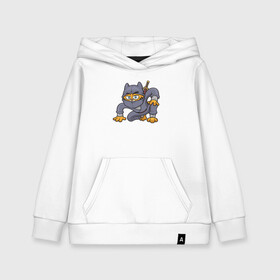 Детская толстовка хлопок с принтом Ниндзя Кот в Ухте, 100% хлопок | Круглый горловой вырез, эластичные манжеты, пояс, капюшен | Тематика изображения на принте: animal | cat | cute | kitty | meow | друг | животные | киска | кися | китти | кот | котенок | котик | котэ | кошечка | кошка | мур | мяу | ниндзя | питомец