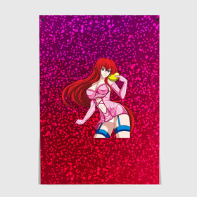 Постер с принтом Аниме девушка 18+ в Ухте, 100% бумага
 | бумага, плотность 150 мг. Матовая, но за счет высокого коэффициента гладкости имеет небольшой блеск и дает на свету блики, но в отличии от глянцевой бумаги не покрыта лаком | аниме | анимешная | вайфу | девочка | девушка | кавайная | красные волосы | милая | тян