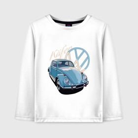 Детский лонгслив хлопок с принтом VW Kafer в Ухте, 100% хлопок | круглый вырез горловины, полуприлегающий силуэт, длина до линии бедер | beetle | kafer | volkswagen | vw | авто | автомобили | битл | вольцваген | жук | машины | фольксваген | фольцваген
