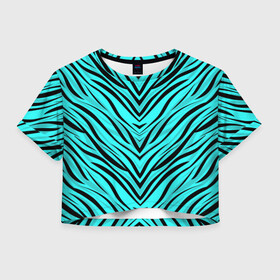 Женская футболка Crop-top 3D с принтом Абстратный полосатый узор  в Ухте, 100% полиэстер | круглая горловина, длина футболки до линии талии, рукава с отворотами | абстрактный | в полоску | зебра | летний | полосатый | современный | тигровый