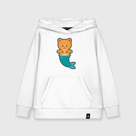 Детская толстовка хлопок с принтом Cat Mermaid в Ухте, 100% хлопок | Круглый горловой вырез, эластичные манжеты, пояс, капюшен | Тематика изображения на принте: animal | cat | cute | fish | kitty | meow | друг | животные | киска | кися | китти | кот | котенок | котик | котэ | кошечка | кошка | мур | мяу | питомец | русалка | русалочка | рыба