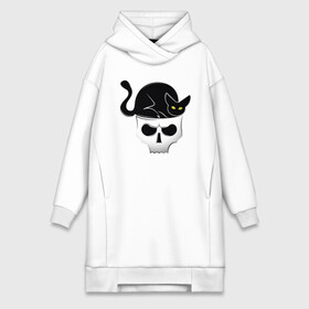 Платье-худи хлопок с принтом Skull Cat в Ухте,  |  | animal | cat | cute | kitty | meow | друг | животные | киска | кися | китти | кот | котенок | котик | котэ | кошечка | кошка | мур | мяу | питомец | скелет | череп