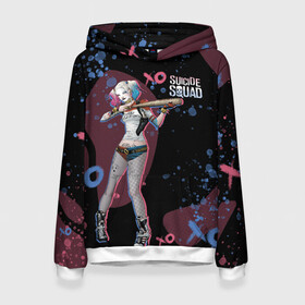 Женская толстовка 3D с принтом Art Harley Quinn SS 2016 в Ухте, 100% полиэстер  | двухслойный капюшон со шнурком для регулировки, мягкие манжеты на рукавах и по низу толстовки, спереди карман-кенгуру с мягким внутренним слоем. | dc | dc comics | harley | harley quinn | suicide squad | suicide squad 2016 | диси | киновселенная диси | харли | харли квинн | харлин