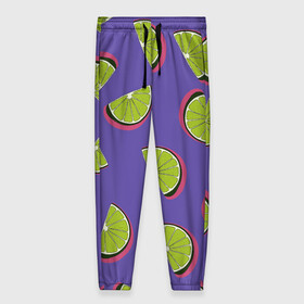 Женские брюки 3D Лаймы: в Ухте, полиэстер 100% | прямой крой, два кармана без застежек по бокам, с мягкой трикотажной резинкой на поясе и по низу штанин. В поясе для дополнительного комфорта — широкие завязки | зелёная | лайм | фиолетовая | фрукты | цитрус