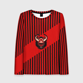 Женский лонгслив 3D с принтом Red wood в Ухте, 100% полиэстер | длинные рукава, круглый вырез горловины, полуприлегающий силуэт | бамбук | голова | демон | лес | мифология | они