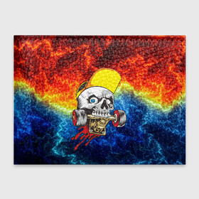 Обложка для студенческого билета с принтом Череп со скейтом в Ухте, натуральная кожа | Размер: 11*8 см; Печать на всей внешней стороне | extreme | скейт | скейтер | скелет | скорость | череп | экстрим